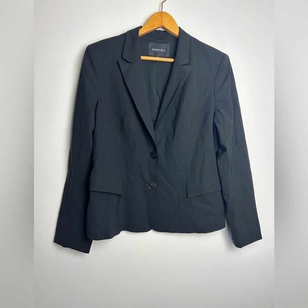 Lafayette 148 Blazer Virgin Wool Women Size 12 Twoβ Button Equestrian old Money